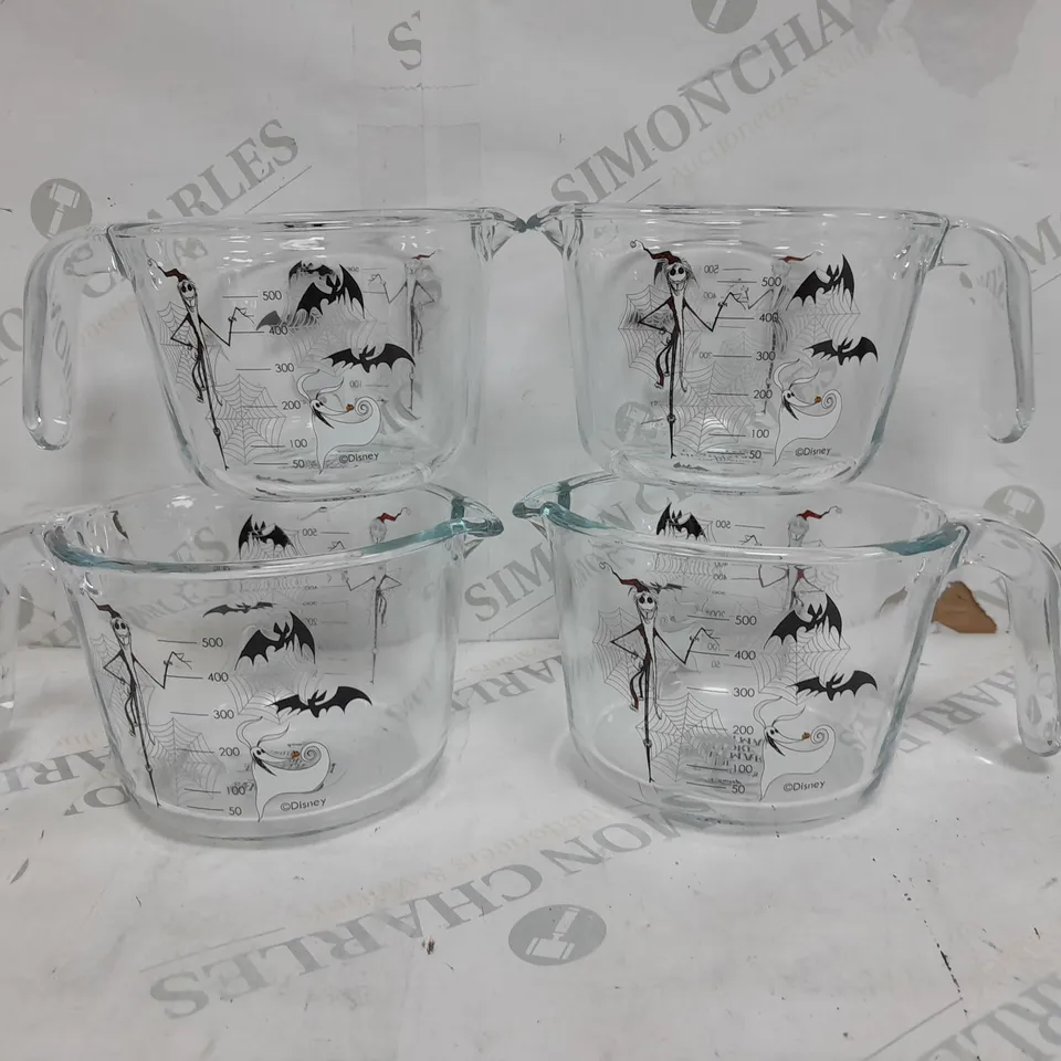 BOXED SET OF 4 DISNEY NIGHTMARE BEFORE CHRISTMAS GLASS JUGS - COLLECTION ONLY