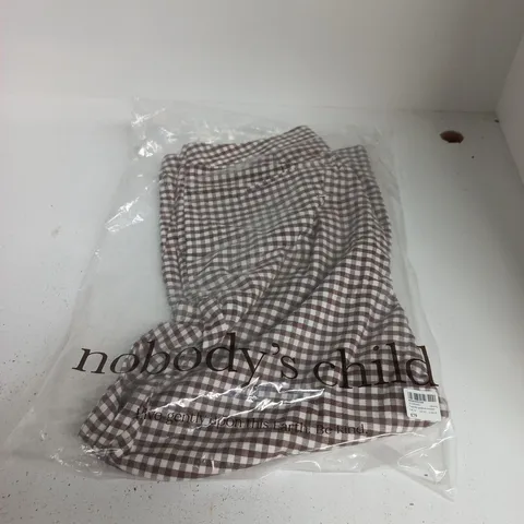 NOBODY'S CHILD CIGARETTE GINGHAM TROUSERS – BROWN, UK 14