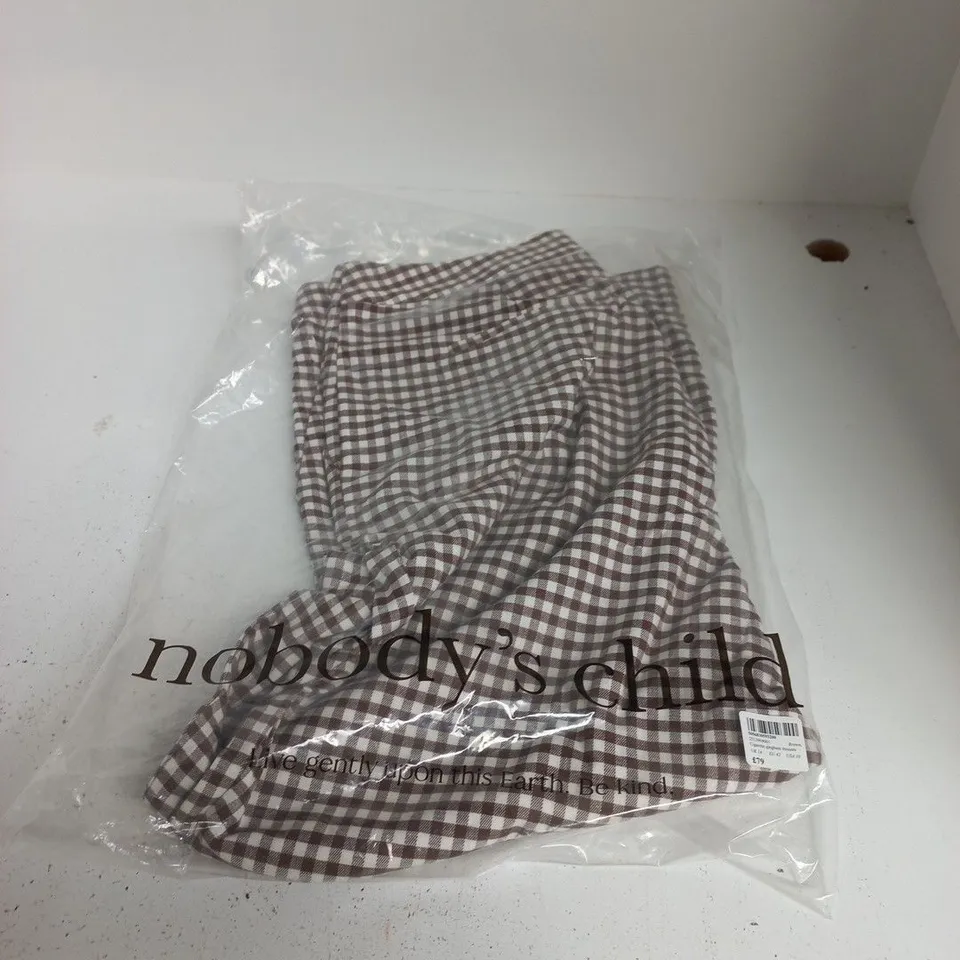 NOBODY'S CHILD CIGARETTE GINGHAM TROUSERS – BROWN, UK 14