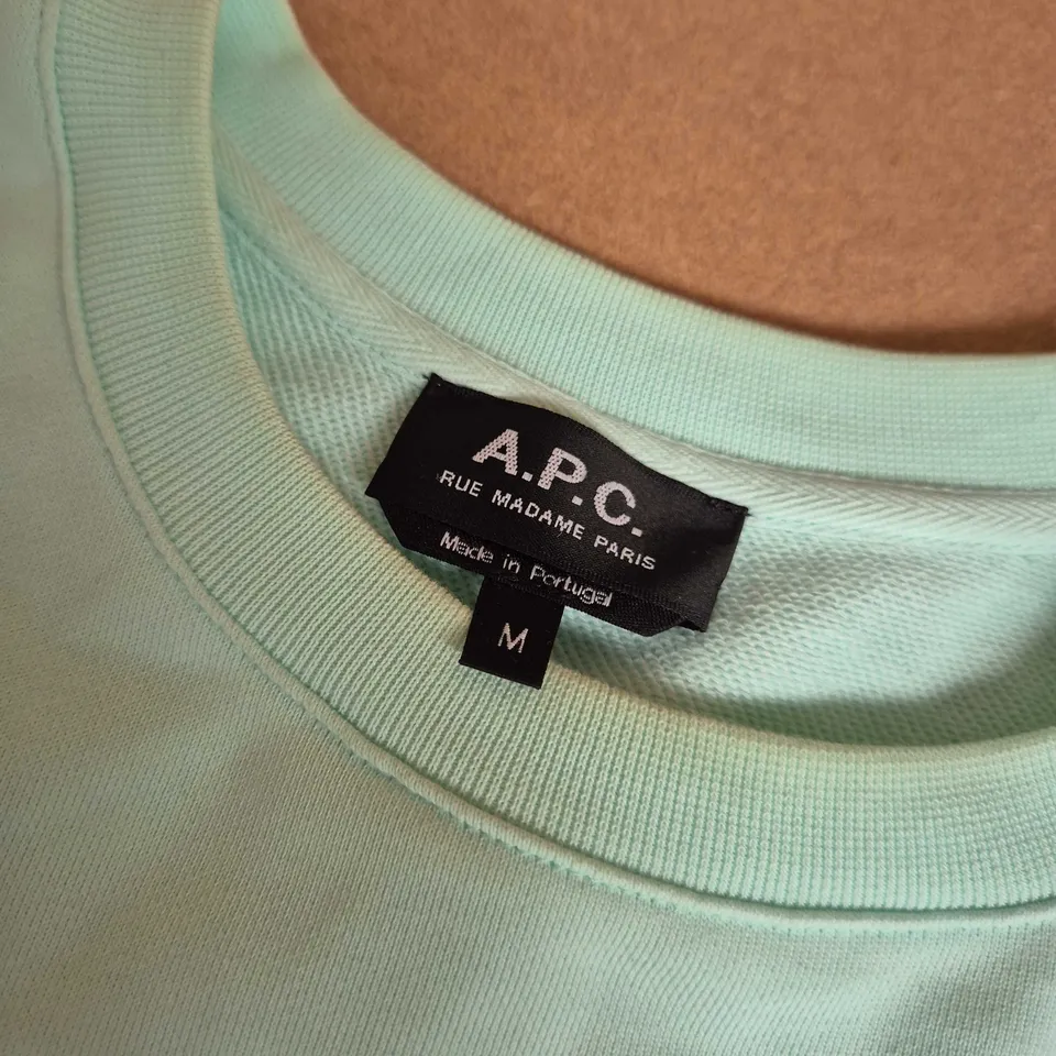 A.P.C. RUE MADAME PARIS SWEATSHIRT IN PALE GREEN - MEDIUM