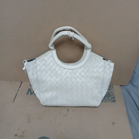 BOX OF APPROXIMATELY 17 IVORY CREAM WHITE LEATHER HANDBAG WITH SHORT TOP HANDLES - COLLECTION ONLY 