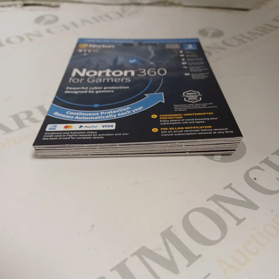 APPROXIMATELY 15 NORTON 360 FOR GAMERS ANTI-VIRUS SOFTWARE - 1 YEAR PRE-PAID SUBSCRIPTION 