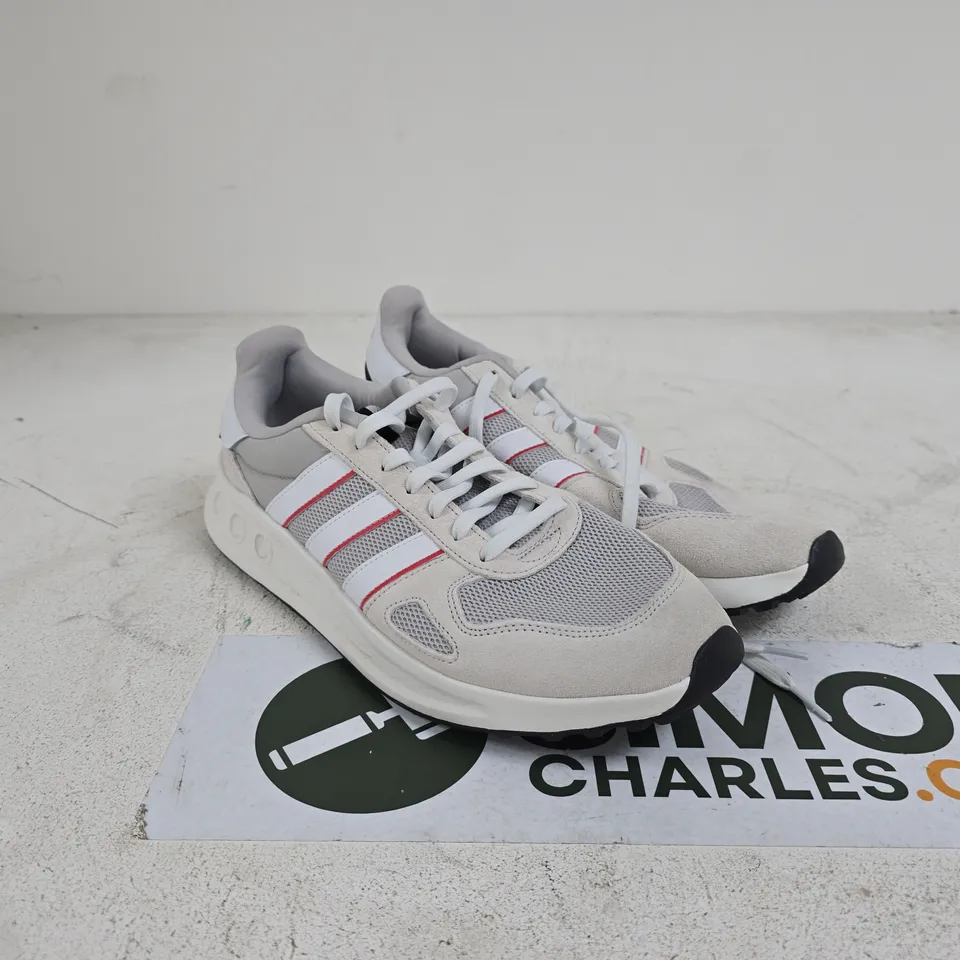 ADIDAS GREY/WHITE/RED TRAINERS SIZE 10 UNBOXED