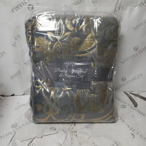COZEE HOME METALLIC PAISLEY BEDSPREAD & SHAMS