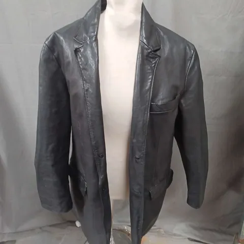 NICOLE FARHI LEATHER JACKET IN BLACK SIZE 38