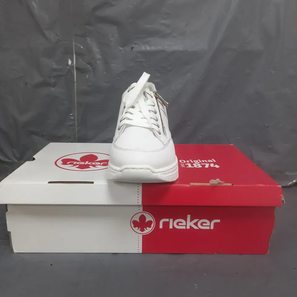 RIEKER WEDGE PANEL PRINT TRAINERS WHITE SIZE 4