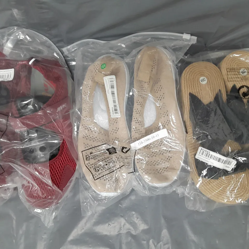 BOX OF APPROXIMATELY 15 ASSORTED PAIRS OF SHOES AND FOOTWEAR ITEMS IN VARIOUS COLOURS, STYLES, AND SIZES - COLLECTION ONLY