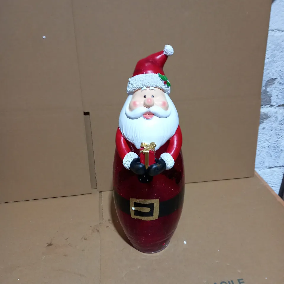 FESTIVE PRE-LIT LARGE GLASS CHRISTMAS CHARACTER - SANTA