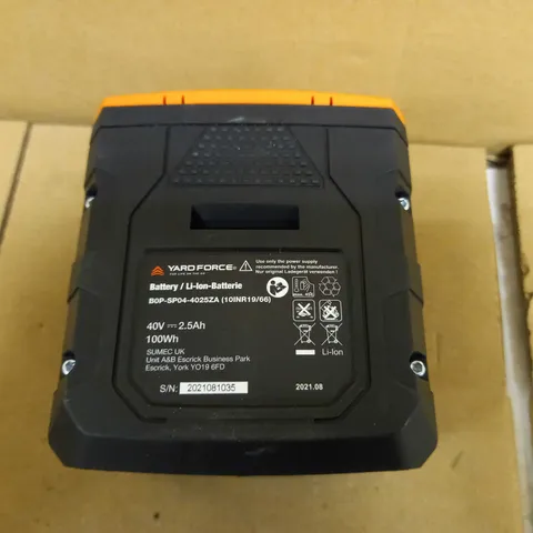 YARDFORCE B0P-SP04-4025ZA LI-ION BATTERY