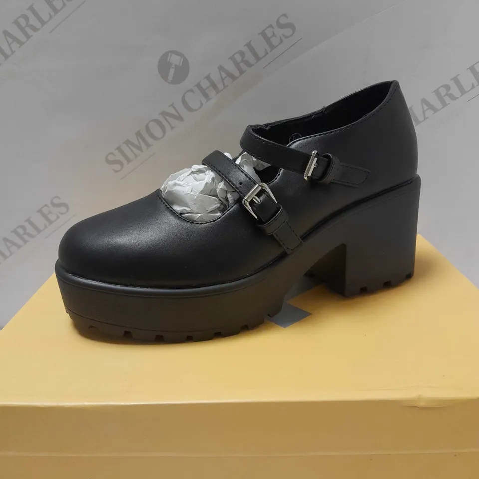 KOI MURA DOUBLE STRAP BLACK PU SHOES - SIZE 4