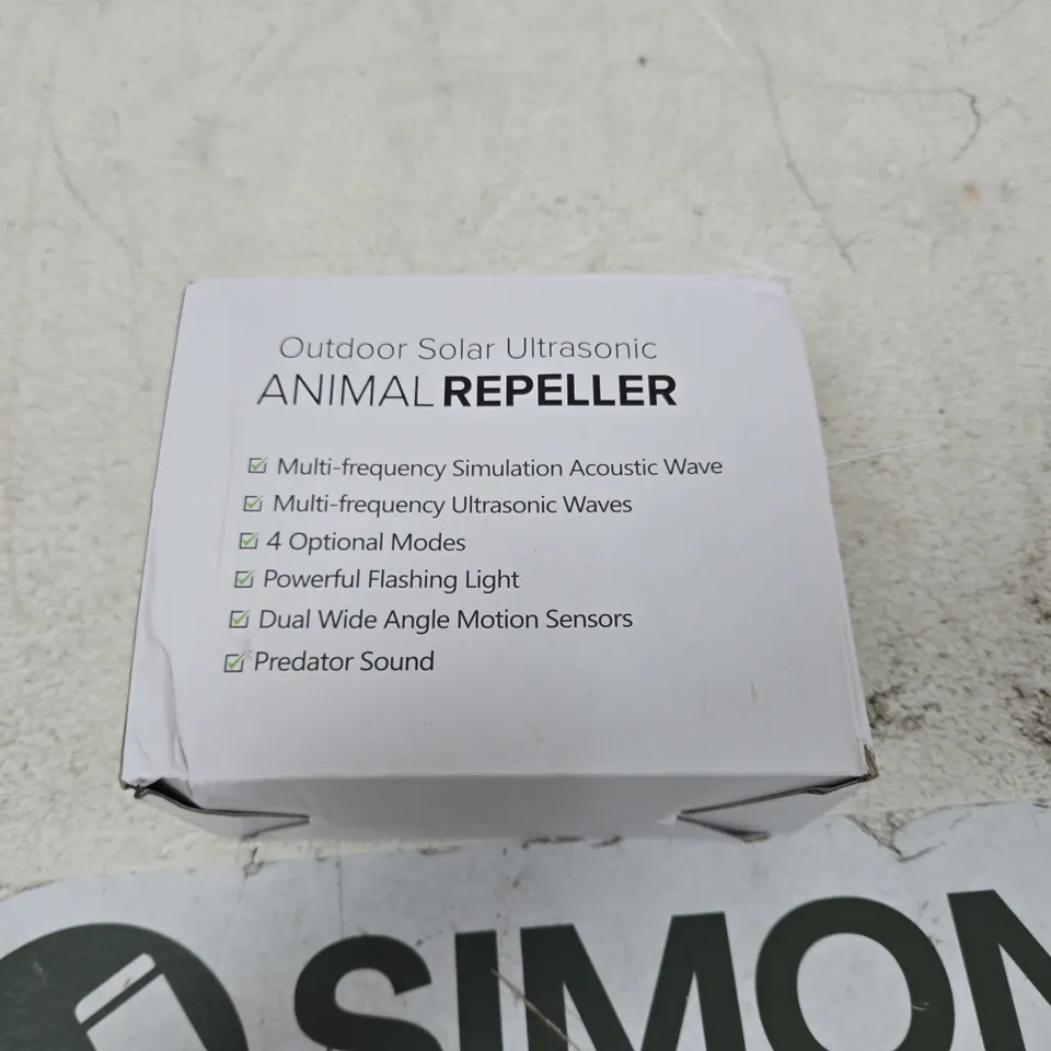 OUTDOOR SOLAR ULTRASONIC ANIMAL REPELLER – BOXED