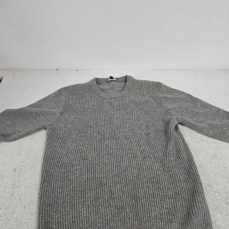 WHISTLES GREY RIBBED KNIT JUMPER – SIZE M