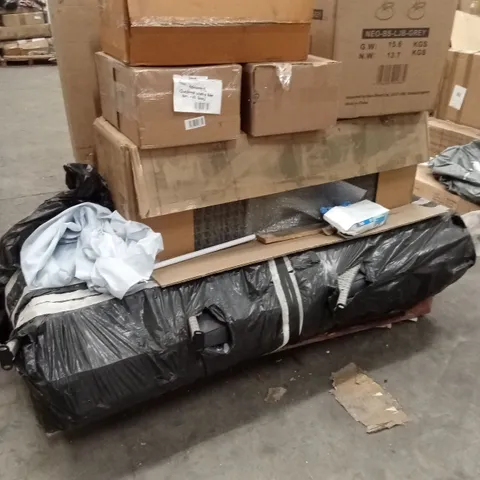 PALLET OF ASSORTED HOUSEHOLD GOODS AND PRODUCTS TO INCLUDE;BAR STOOLS,FAN, INCOMPLETE GARDEN SET