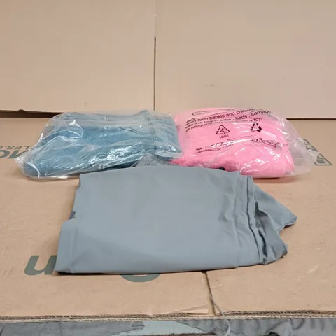 BOX OF APPROXIMATELY 25 ASSORTED CLOTHING ITEMS TO INCLUDE PINK KNITTED JUMPER, JEANS, NEW SPORT GREY TROUSERS ETC