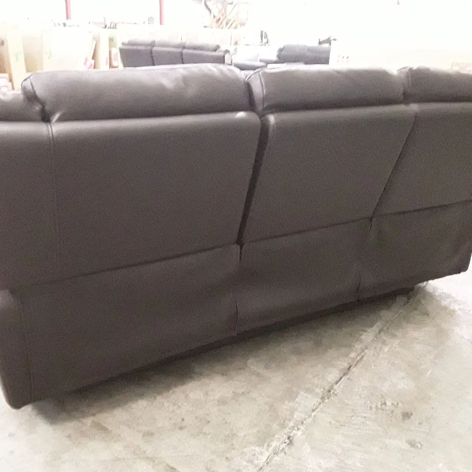 DESIGNER ALBION 3 SEATER MANUAL RECLINER SOFA - CHOCOLATE LEATHER