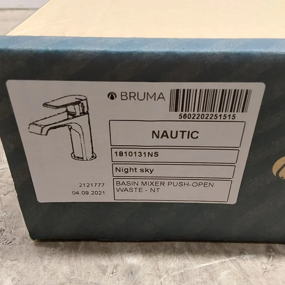 BOXED BRUMA NAUTIC BASIN MIXER WITH PUSH-OPEN WASTE - NIGHT SKY 
