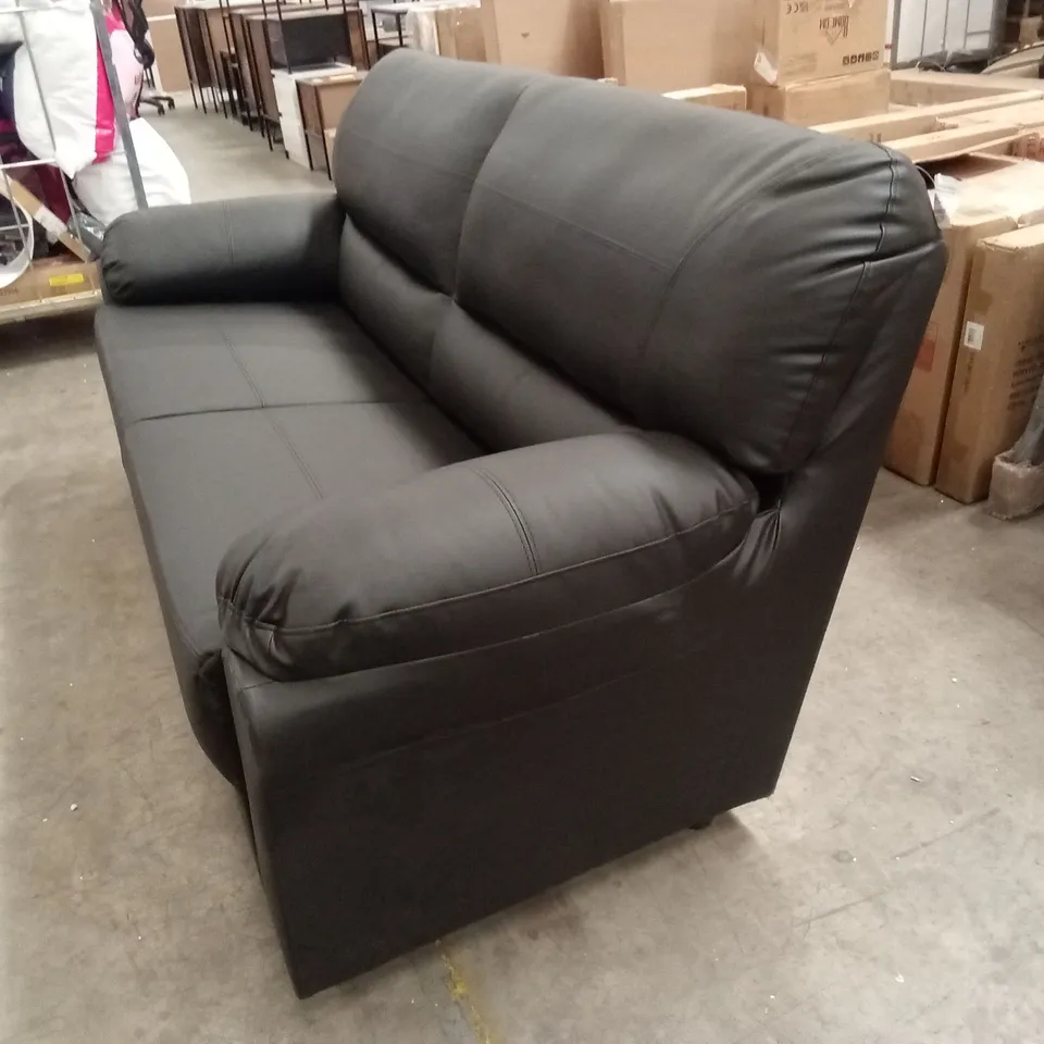 ORCHARD LANE 3 SEATER FAUX LEATHER SOFA - BLACK