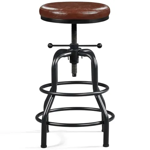 BOXED YAHEETECH HEIGHT ADJUSTABLE SWIVEL BAR STOOL - BROWN (1 BOX)