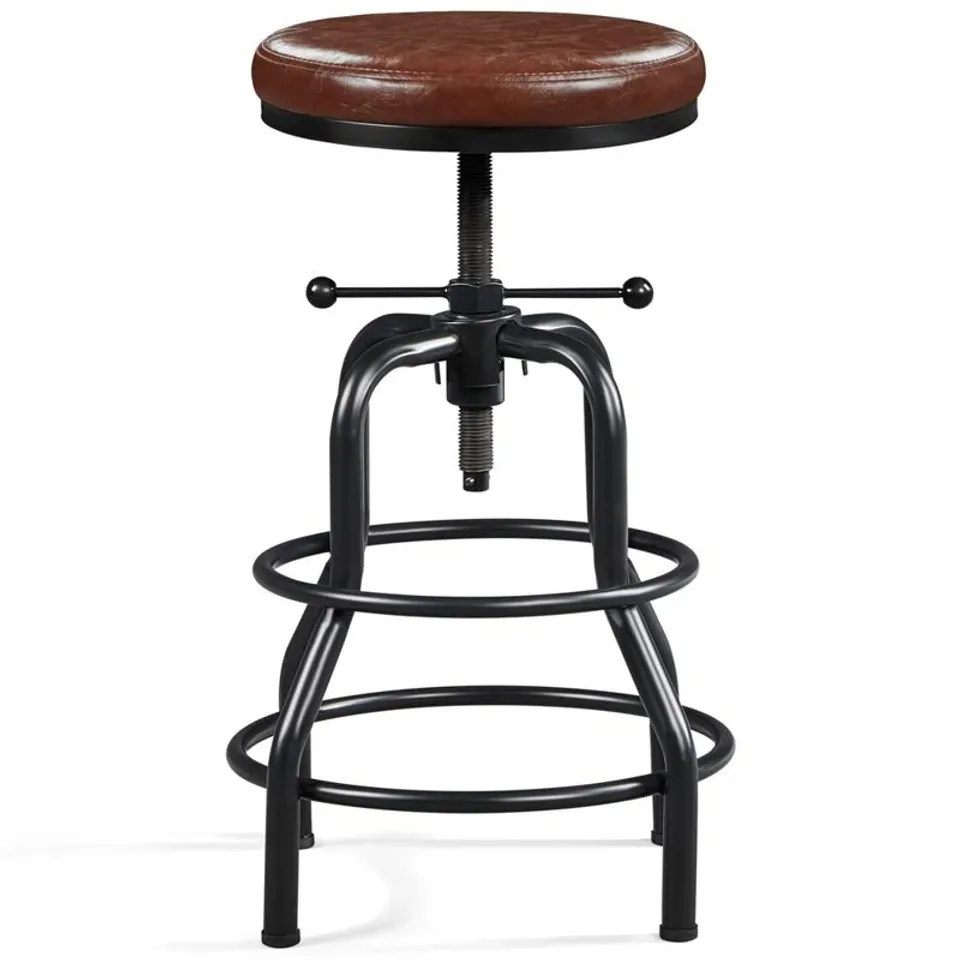 BOXED YAHEETECH HEIGHT ADJUSTABLE SWIVEL BAR STOOL - BROWN (1 BOX)