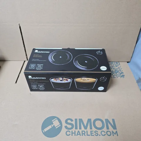 MASTERPRO SET OF 2 DOUBLE-WALL BISTRO BOWLS – BOROSILICATE GLASS, 510ML (BOXED)