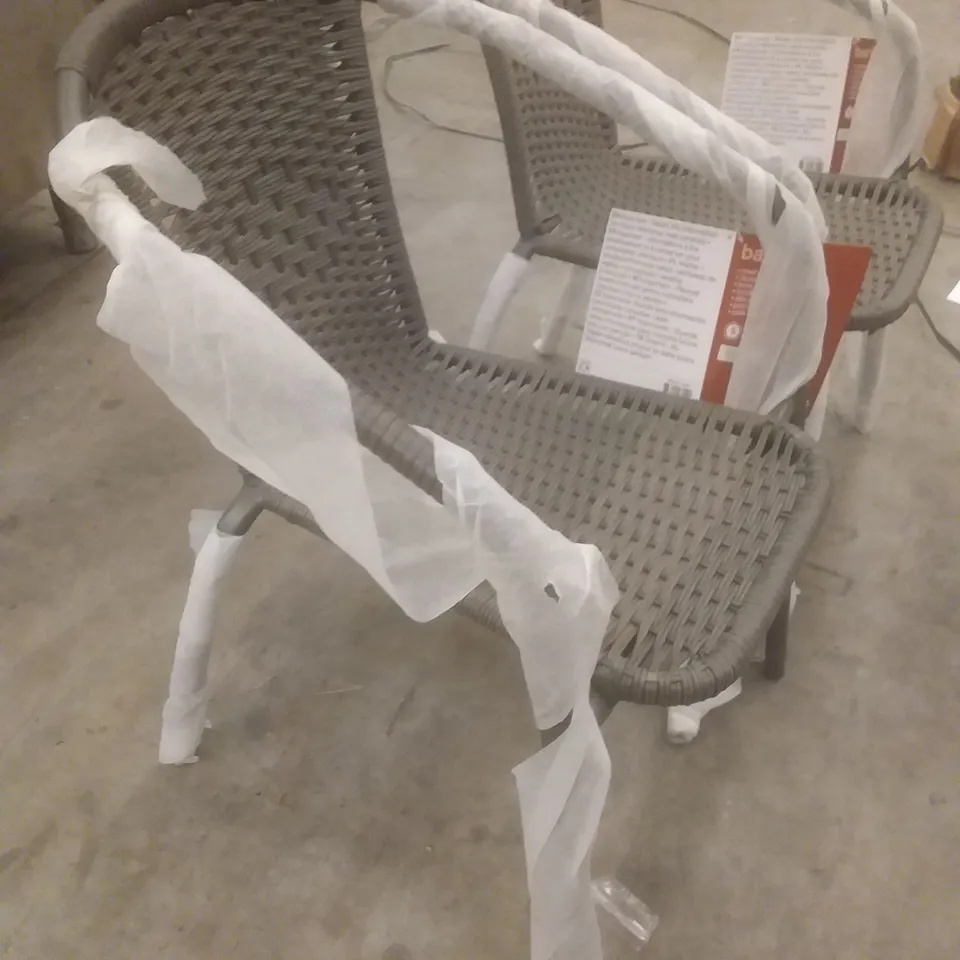 BARI STEEL ARMCHAIR WITH RATTAN EFFECT X2