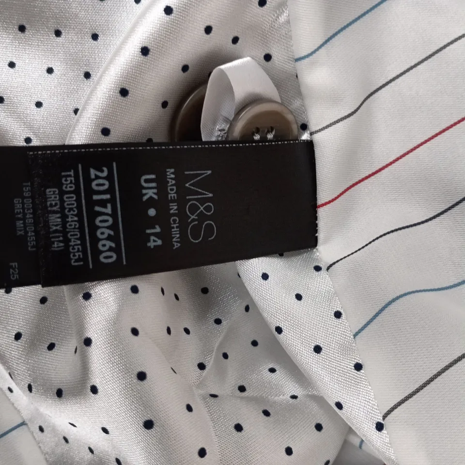 M&S LADIES LIGHT GREY BLAZER WITH SUBTLE STRIPE, UK 14