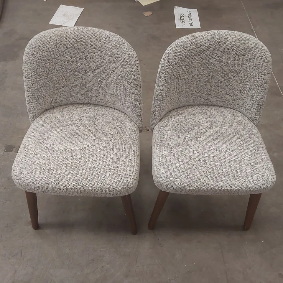 HEARTHWOOD SET OF TWO WALNUT EFFECT ASH WOODEN FRAME DINING CHAIRS UPHOLSTERY COLOUR:LIGHT GREY