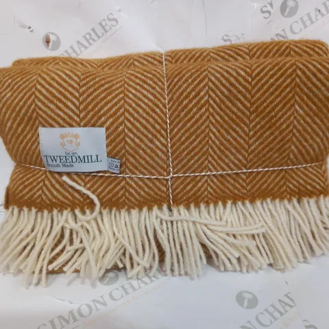 TWEEDMILL BRITISH MADE BLANKET IN YELLOW & BEIGE