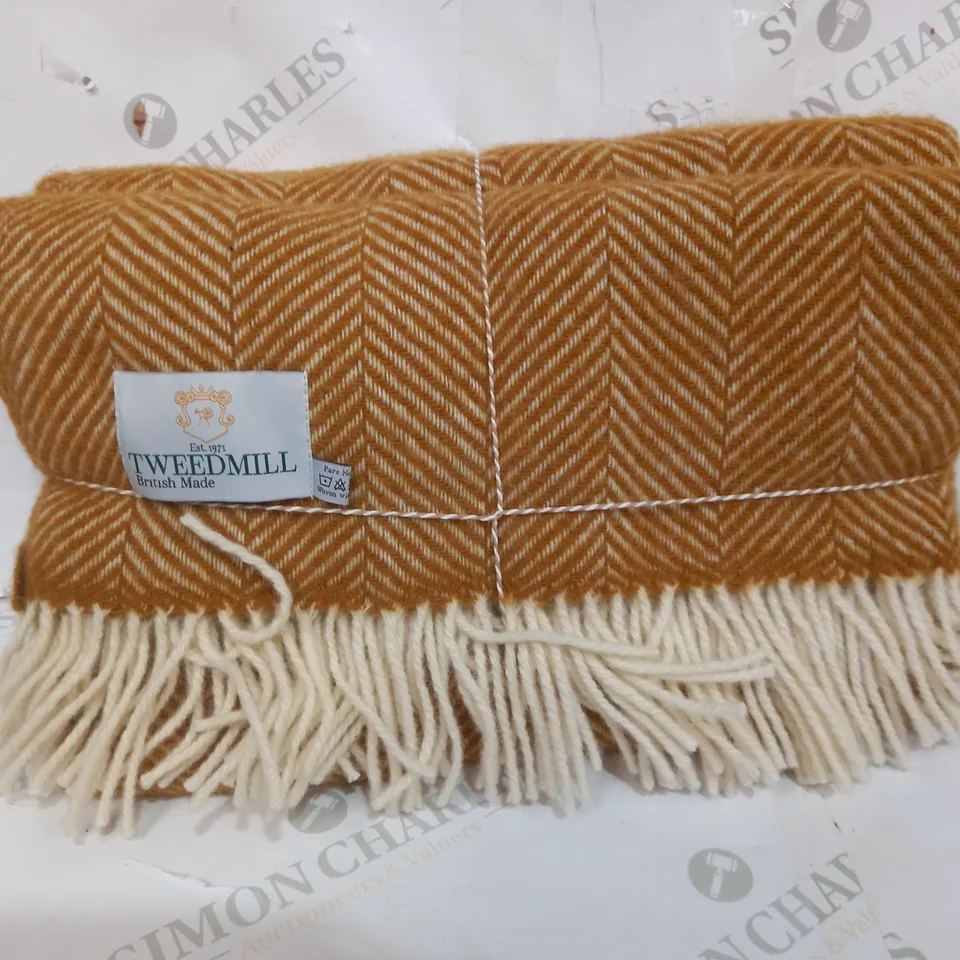 TWEEDMILL BRITISH MADE BLANKET IN YELLOW & BEIGE
