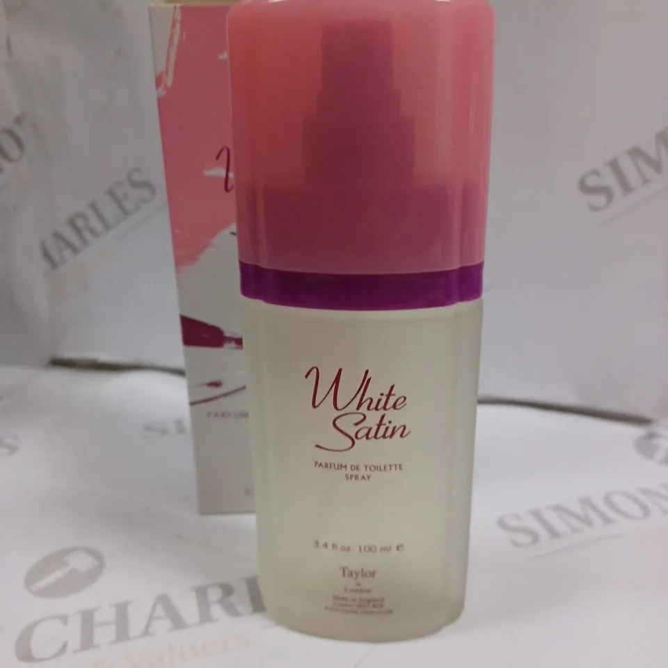 BOXED TAYLOR OF LONDON WHITE SATIN PARFUM DE TOILETTE SPRAY 100ML