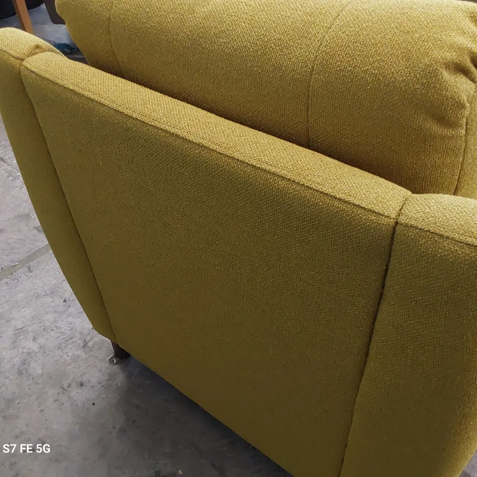 QUALITY BRITISH DESIGNER G PLAN EDWARD ARMCHAIR BOBBLE MUSTARD FABRIC 