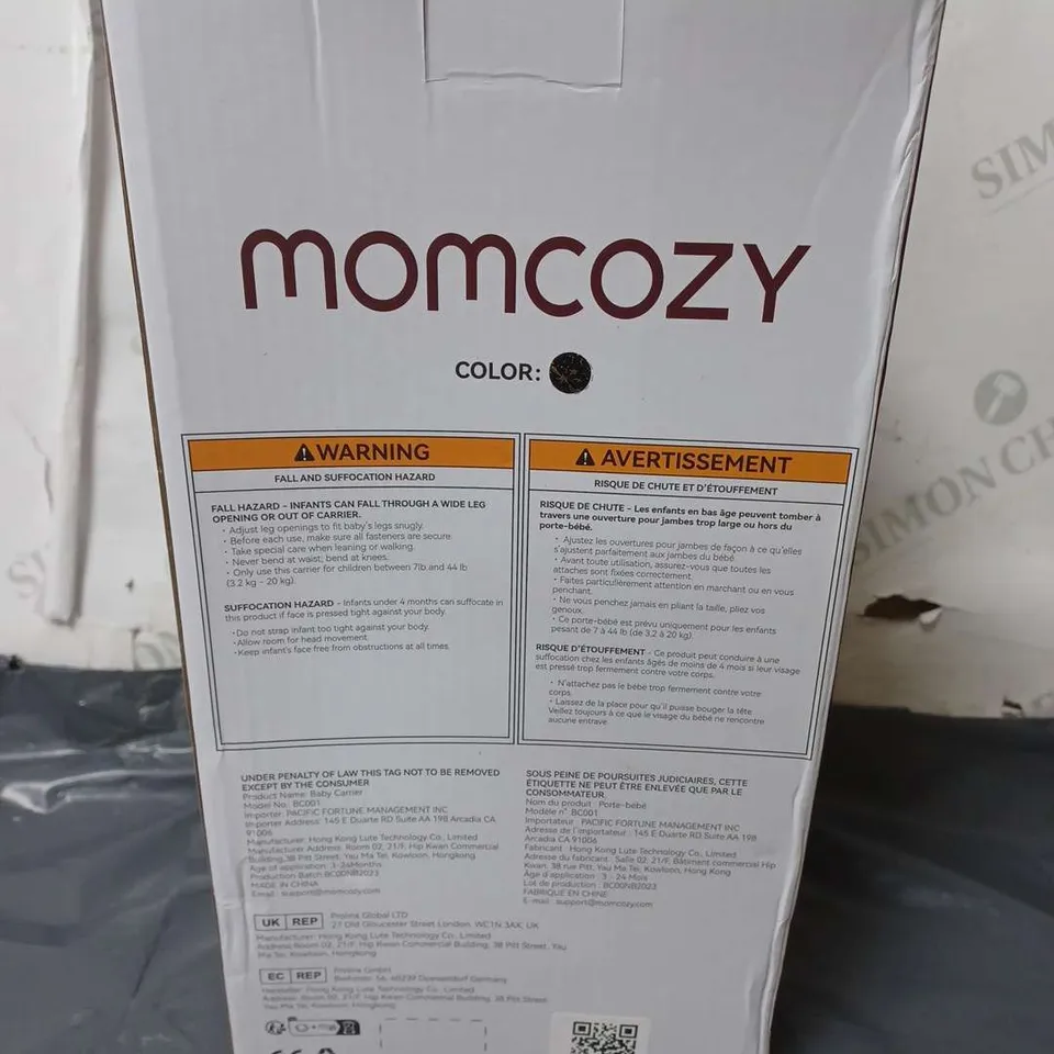 BOXED MOMCOZY BABY CARRIER FOR BABIES AGED 3-24 MONTHS