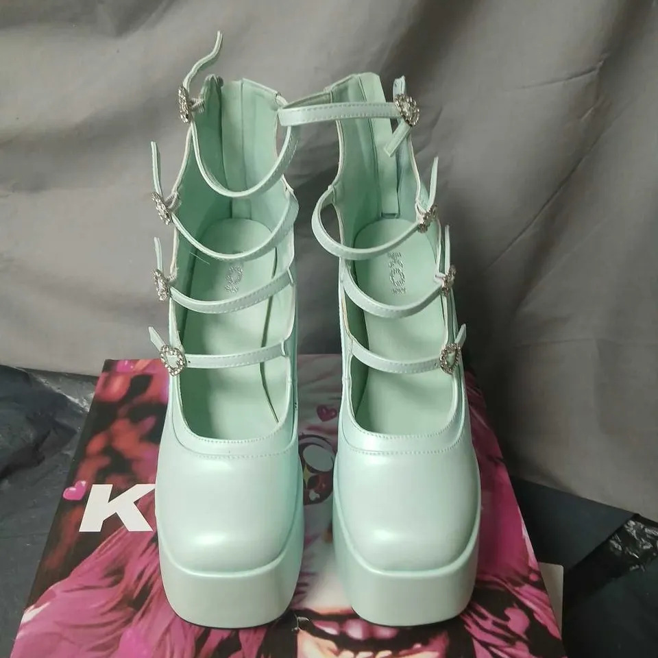 KOI PEARL DEWDROP PLATFORM HEELS - BLUE, UK5