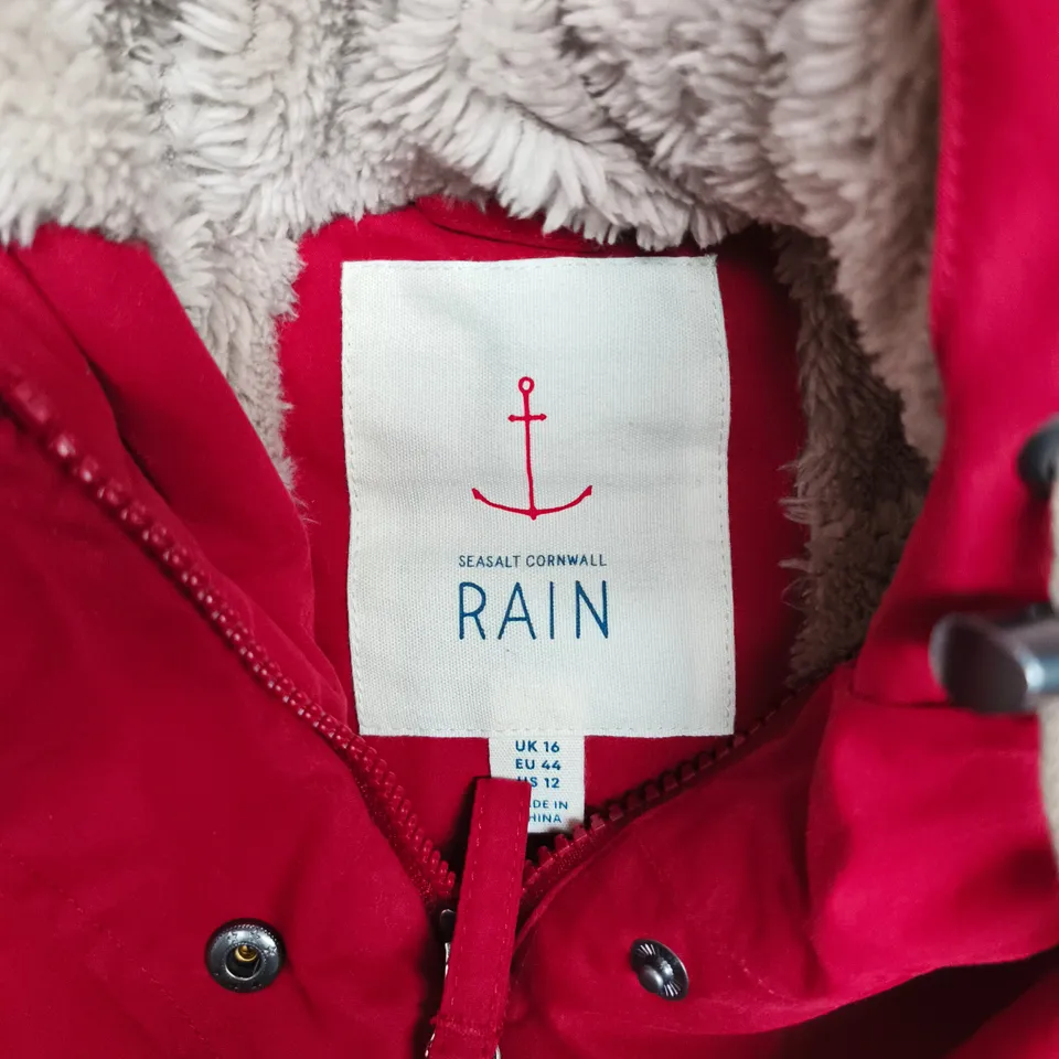 SEASALT CORNWALL RAIN LINED COAT IN RED - UK 16