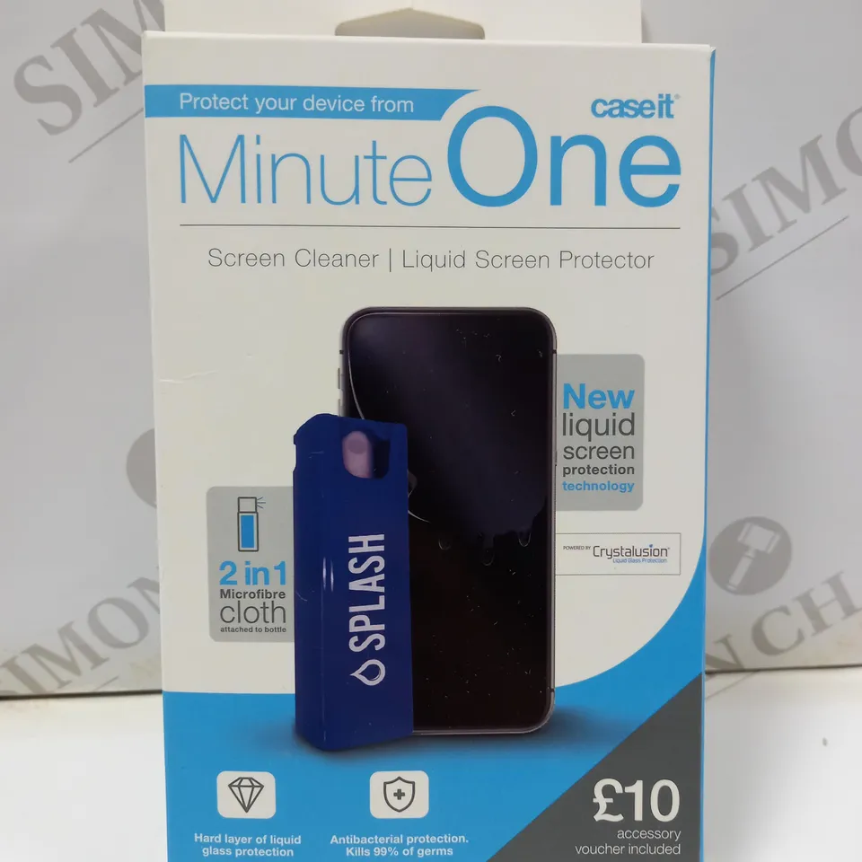 BOX OF APPROX 30 CASEIT MINUTE ONE LIQUID SCREEN PROTECTORS AND CLEANING SOLUTION FOR ASSORTED PHONES