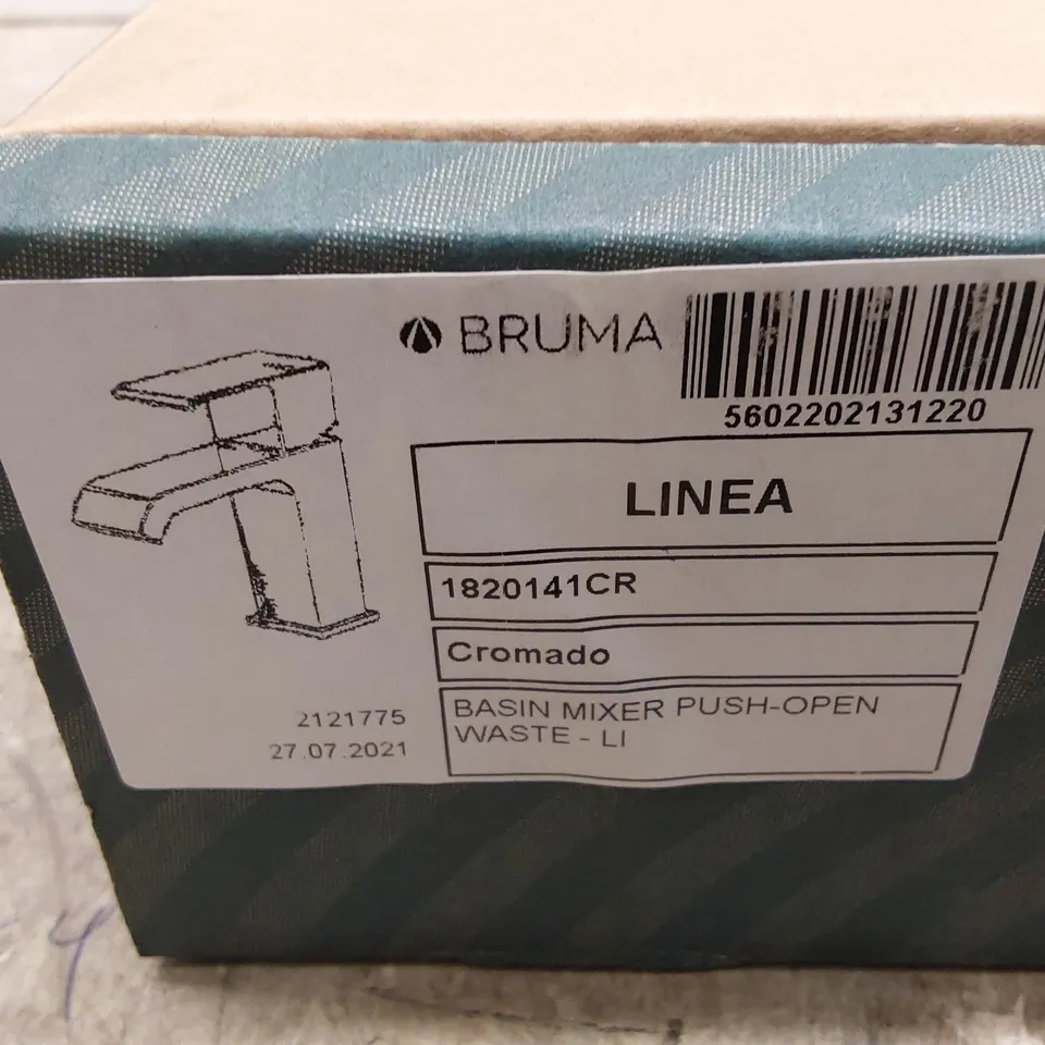 BOXED BRUMA LINEA BASIN MIXER AND PUSH-OPEN WASTE - CHROME
