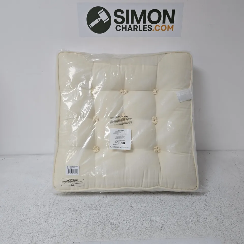 HOMESCAPES COTTON BOOSTER CUSHION 50 X 50 X 10CM CREAM