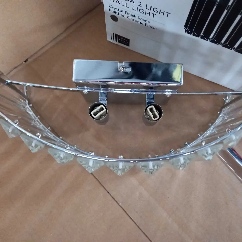 BOXED JOHN LEWIS POLISHED CHROME/CRYSTAL SHADE FREIDA 2 LIGHT WALL LIGHT