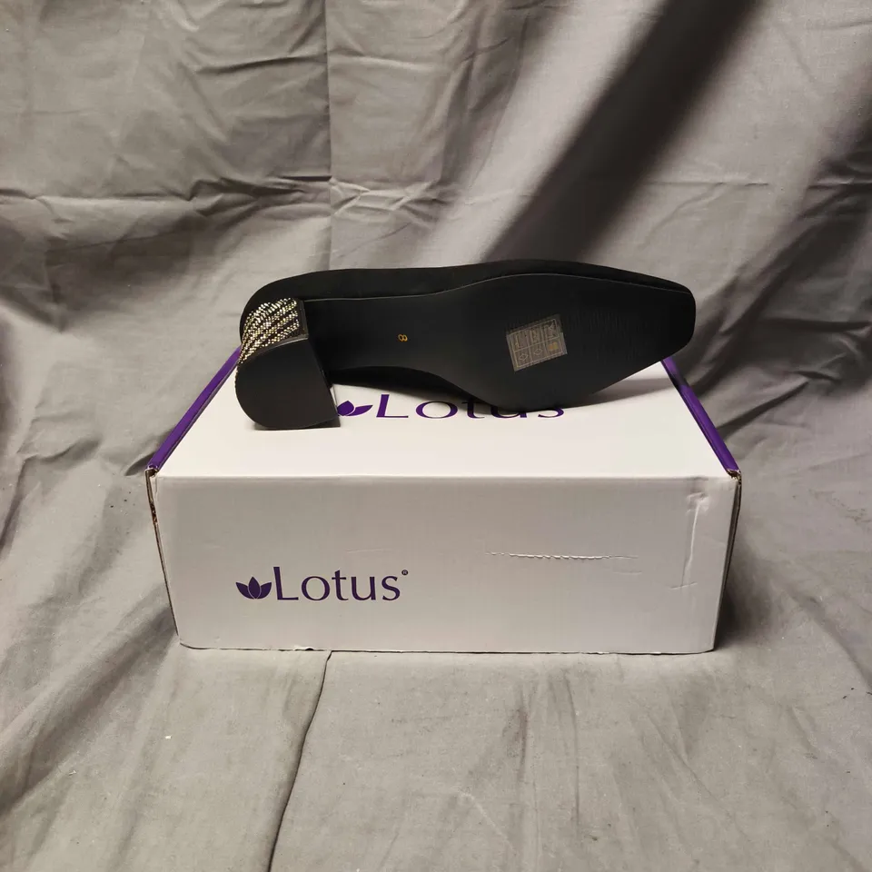 LOTUS WOMEN'S BLACK SUEDE HIGH HEEL, UK 8 – BOXED PAIR