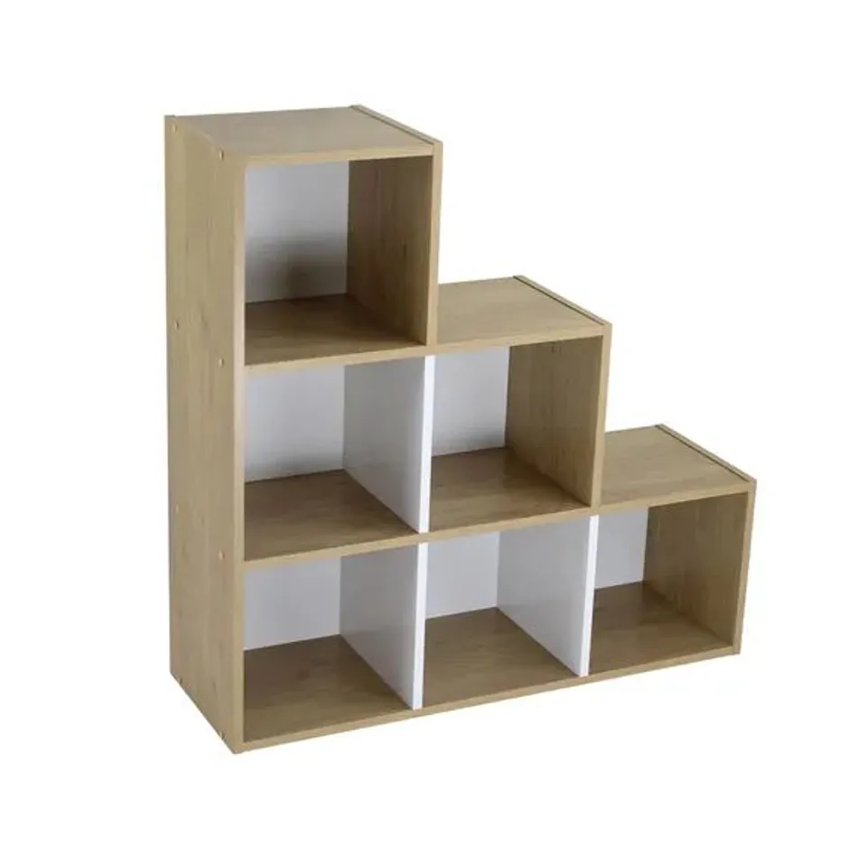 BOXED 6 CUBE STORAGE IN OAK AND WHITE 