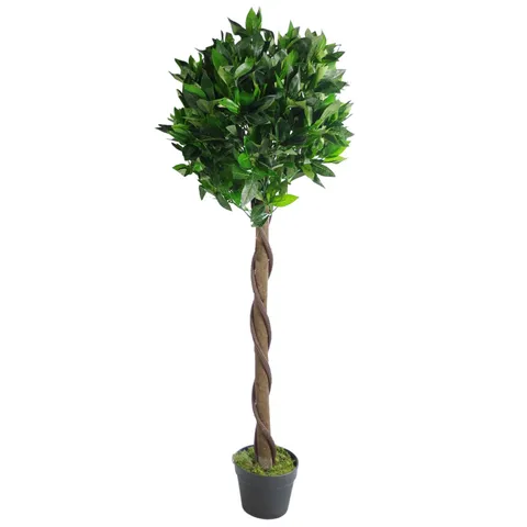 BOXED 120CM (4FT) TWIST NATURAL TRUNK ARTIFICIAL TOPIARY BAY LAUREL BALL TREE (1 BOX)