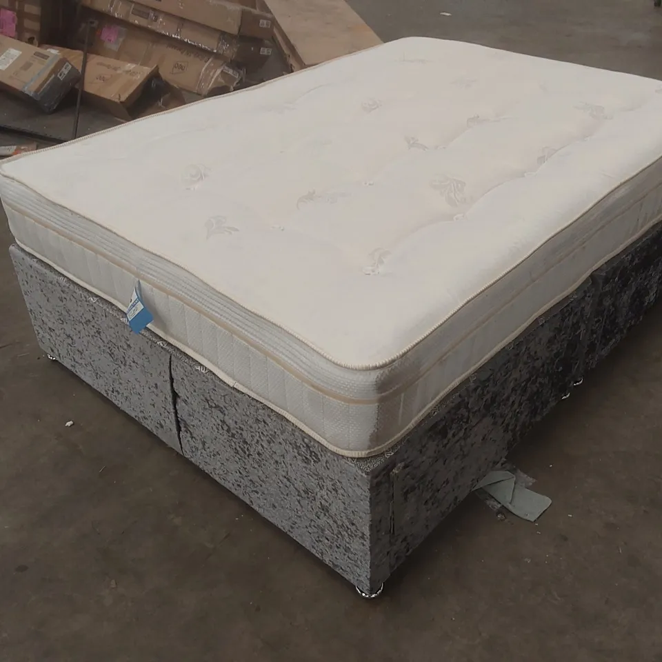 DESIGNER DIVAN BED SET SIZE: DOUBLE (4'6) COLOUR:SILVER STORAGE TYPE: 4-DRAWERS