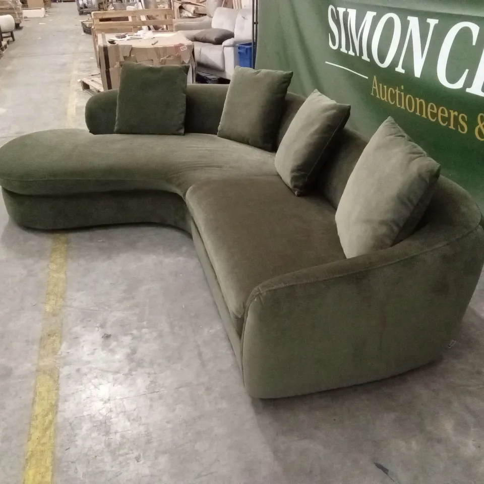 DANETTI OTTILIE OLIVE GREEN CHENILLE LEFT HAND CORNER CHAISE SOFA RRP £1999