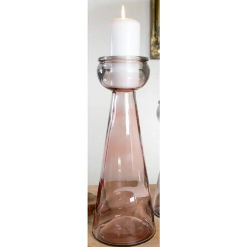 BOXED CANDLE HOLDER - PINK 40CM H