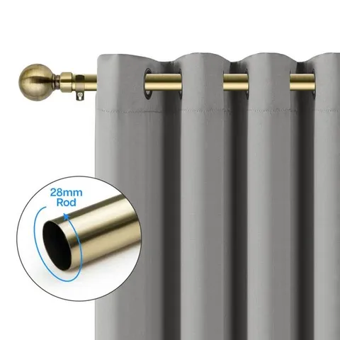 BOXED EXTENDABLE PLAIN METAL CURTAIN POLE AND HARDWARE SET WITH FINIALS