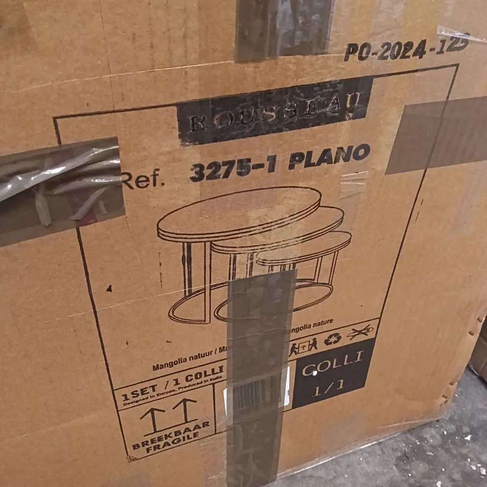 BOXED ROUSSEAU MAGNOLIA NATURE NESTING SIDE TABLES - BLACK/BROWN (1 BOX)