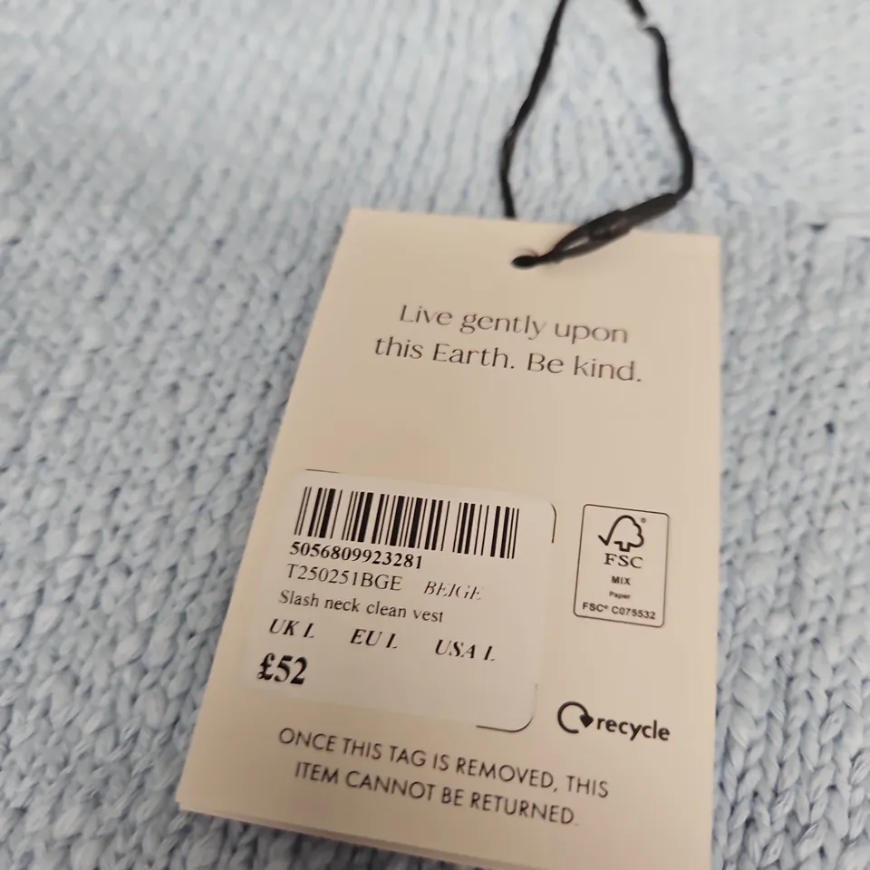 NOBODYS CHILD SLASH NECK CLEAN VEST - SIZE L 