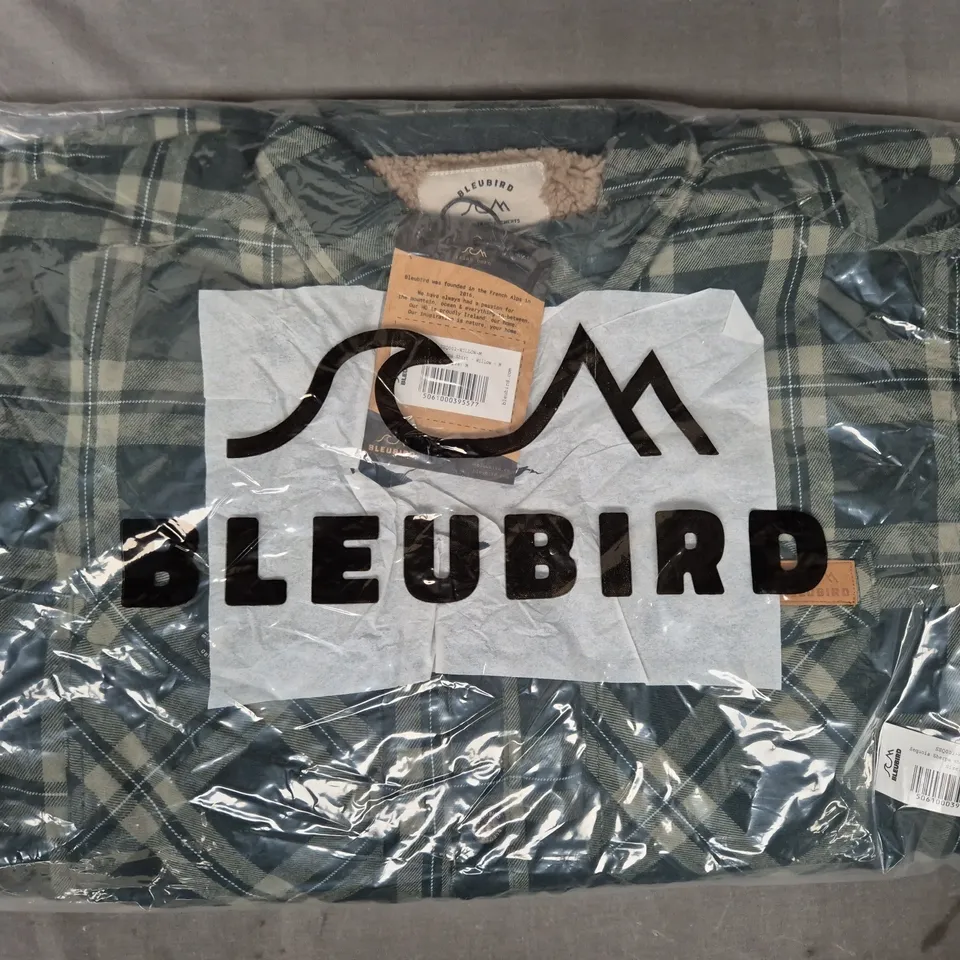 BLEUBIRD SEQUOIS SHERPA CHECK SHIRT IN GREEN SIZE MEDIUM