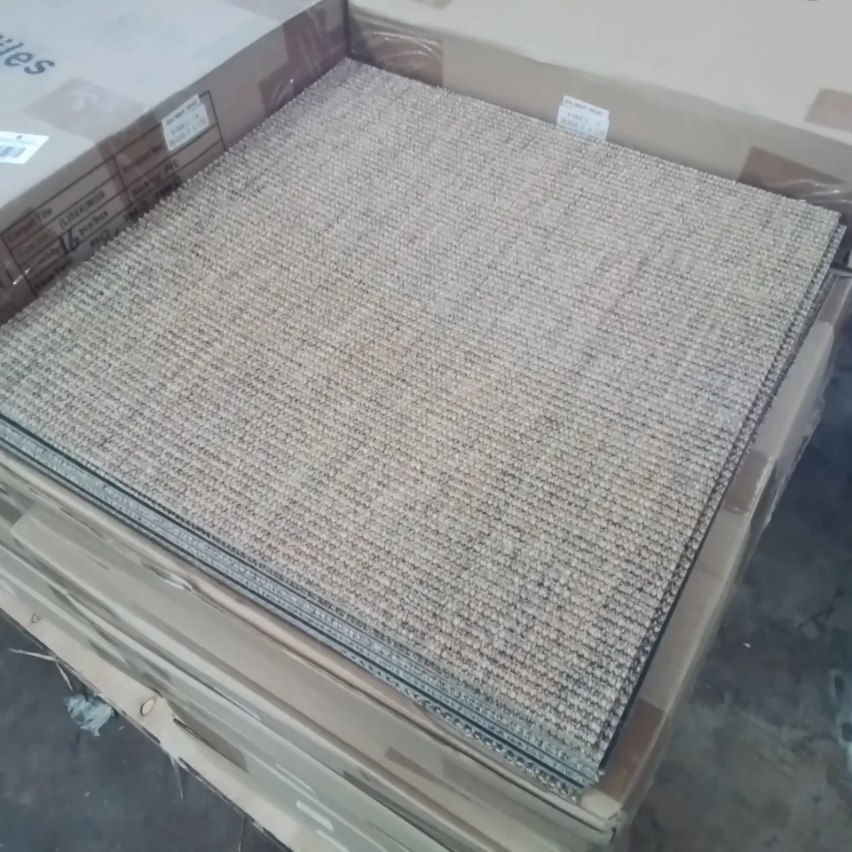 26 BOXES OF BRAND NEW SISEL WEAVE AND BROWN CARPET TILES