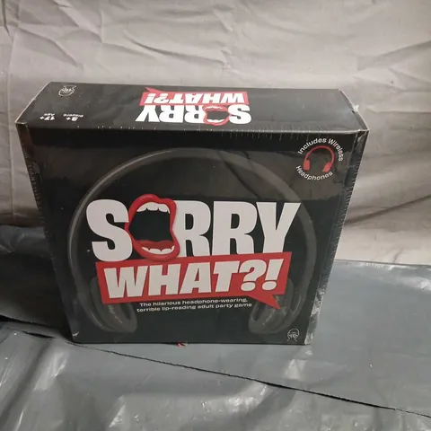 SORRY WHAT?! PARTY GAME WITH WIRELESS HEADPHONES – BOXED